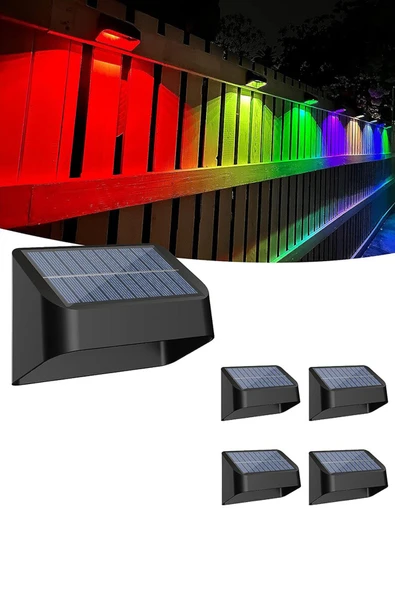 Greentech Güneş Enerjili 8 Renk Geçişli Duvar Aydınlatma (4 Adet) / GT-SL16 ürün görseli 1