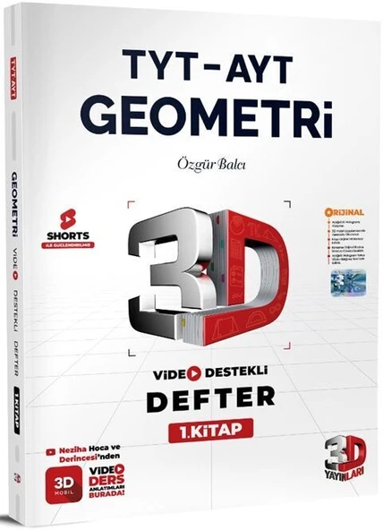 3D Yayınları TYT AYT Geometri Video Destekli Defter 1. Kitap ürün görseli 1