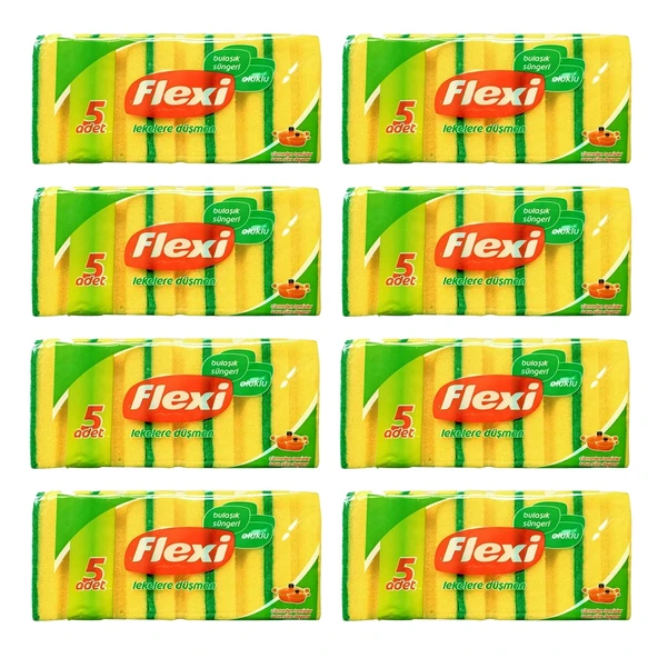 Flexi Oluklu Bulaşık Süngeri 5 li x 8 Adet ürün görseli 1