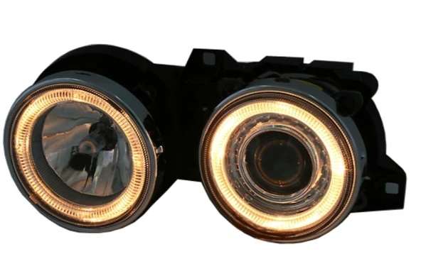 BMW E30 ÖN KRİSTAL SİYAH ANGEL FAR SETİ KOMPLE SAĞ-SOL 1988-1991 ürün görseli 1