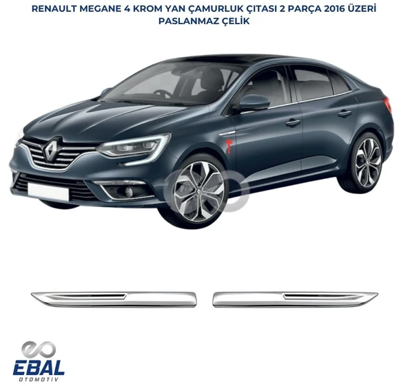 Renault Megane 4 Krom Yan Çamurluk 2 Parça 2016-2020 Model Arası Uyumlu P.Çelik ürün görseli 1
