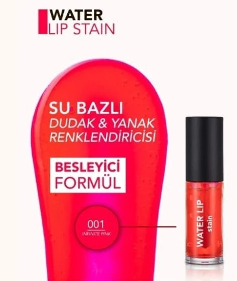 Flormar Water Lip Stain 001 Infinite Pink - Resim 5