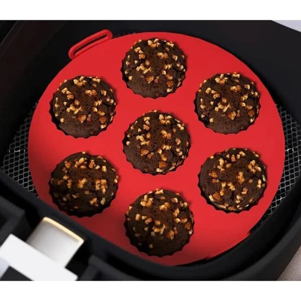 CREARTHOME Airfryer Pişirme Kabı 20x5 Cm Tüm Airfryer'lere Uyumlu KIRMIZI DÜZ SİLİKON ürün görseli 1