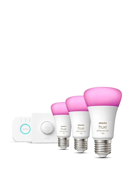 Philips Hue Renkli 3'lü Akıllı Butonlu E27 Bluetooth Özellikli Akıllı Başlangıç Seti - Resim 2