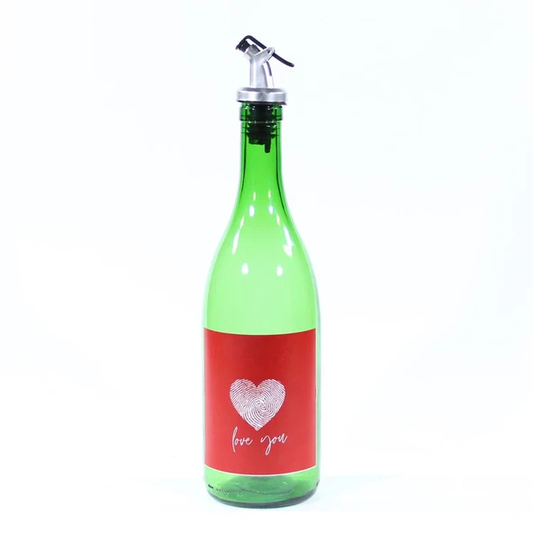 Sevgililer Günü Konseptli Sosluk Yeşil 750 ml (Akıtıcılı) Love You ürün görseli 1