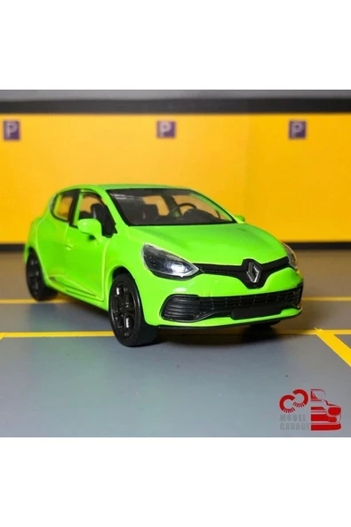 Renault Clio Rs 1/36 Ölçek Çek Bırak Diecast Yeşil Metal Model Araba Oyuncak ürün görseli 1
