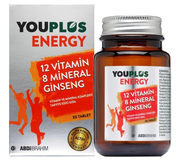 Youplus Energy 12 Vitamin 8 Mineralli Multi-Vitamin 30 Tablet ürün görseli 1