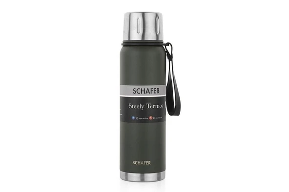Schafer Çelik Termos 750 ML Yeşil Renk - Resim 3