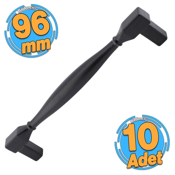 10 Adet Kare Kulp Mobilya Mutfak Dolabı Çekmece Dolap Kapak Kulpu Kulbu Siyah (96 MM-9.6 CM) Metal ürün görseli 1