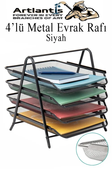 PTTAVM: Evrak Rafı Metal 4 lü 1 Paket Masa Üstü A4 Dosya
