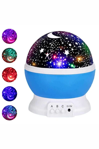 Star Master Dönen Renkli Ay Yıldızlı Gökyüzü Projeksiyon Gece Lambası Küre Top ürün görseli 1
