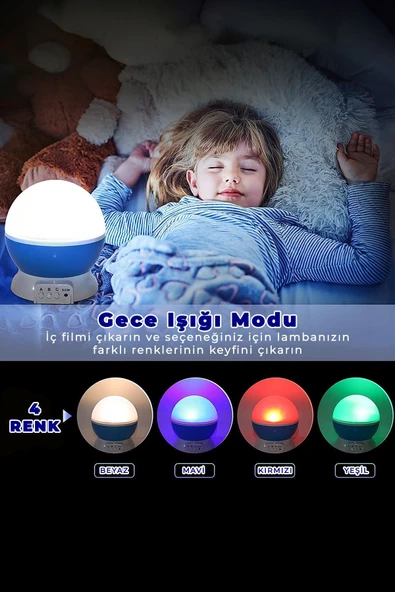 Kamp-Çadır Çocuk Odası Pilli Usbli Yıldız Gökyüzü Projeksiyonlu Star Master Gece Lambas ürün görseli 1
