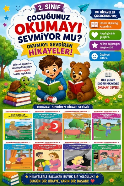 1.ve 2.Sınıflar İçin Okumayı Sevdiren Değerler Eğitimi 8 li Hikaye Seti (32 Sayfa) ürün görseli 1