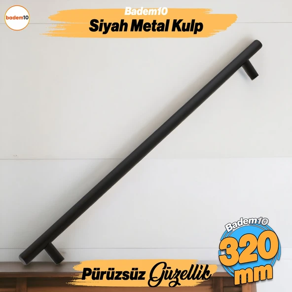 Rosemary Mat Siyah Metal Kulp 320 MM-32 CM Mobilya Mutfak Çekmece Dolap Dolabı Kulpu Kulbu Kulpları ürün görseli 1