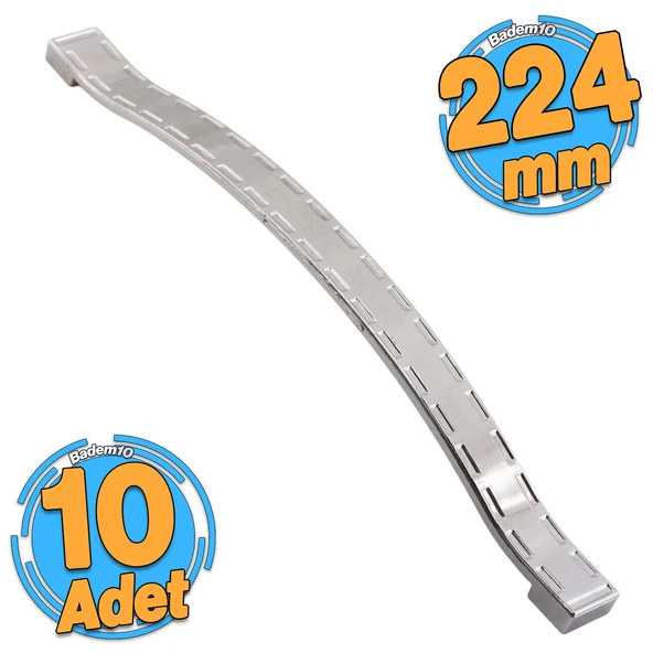10 Adet Akasya Metal Mobilya Mutfak Dolabı Çekmece Kapı Dolap Kulpu Kulbu Krom (224 MM-22.4 CM) Kulp ürün görseli 1