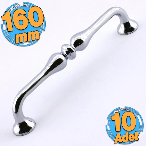 10 Adet Yayık Kulp Mobilya Mutfak Dolabı Çekmece Dolap Kulp Kapak Kulpu Kulbu Krom Renk 160 mm Metal ürün görseli 1