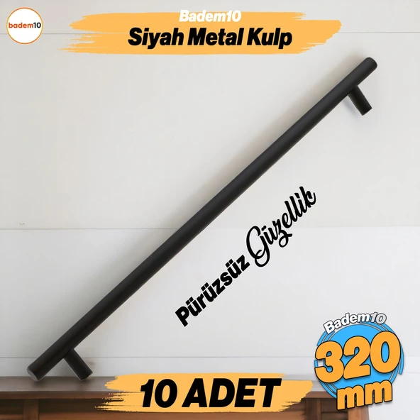Rosemary 10 Adet Siyah Metal Kulp (320 MM-32 CM) Mobilya Mutfak Çekmece Dolap Dolabı Kulpu Kulbu Kulpları ürün görseli 1