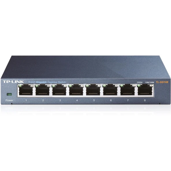 Tp-Link TL-SG108 8 Port 10-100-1000 Mbps Switch Çelik Kasa ürün görseli 1