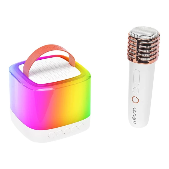 Mikado MD-16BT Favorite Beyaz TF Kart Destekli Bluetooth Wireless Karaoke Mikrofonlu 1200mAh Speaker ürün görseli 1