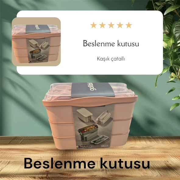 Gondol diyet - beslenme kutusu - 3 katlı kaşık çatallı sefer tası ürün görseli 1