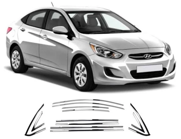 AUTOGP Hyundai blue cam çerçevesi kenar çıtası krom tamtur 14 parça ürün görseli 1