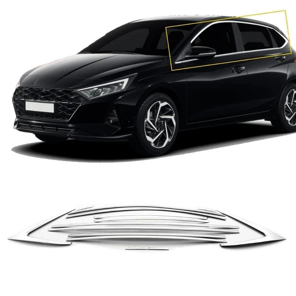 AUTOGP Hyundai i20 cam çerçevesi kenar çıtası krom tamtur 2019+ 14 parça ürün görseli 1