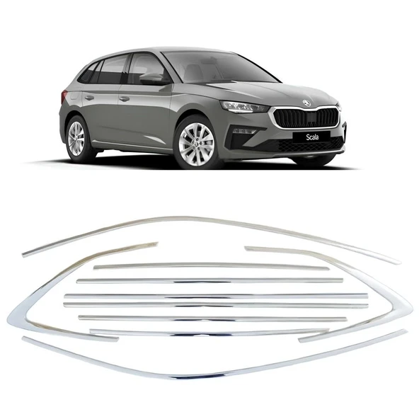 AUTOGP Skoda scala cam çerçevesi kenar çıtası krom tamtur 2019+ 12 parça ürün görseli 1