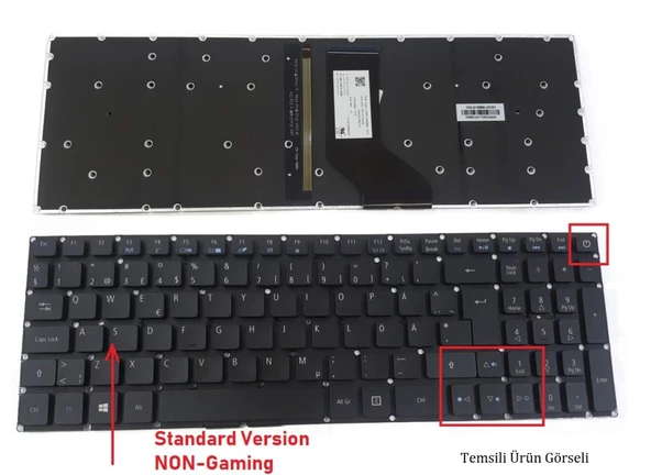Acer 5 AN515-52-73BT Notebook Klavyesi (Siyah TR) ışıklı Ver.1 ürün görseli 1