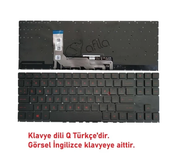 Hp Omen 15-EN1012NT 434M4EA Notebook Klavye Siyah TR ışıklı / Kırmızı ürün görseli 1