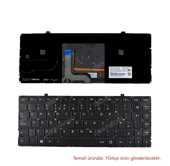 Lenovo Yoga 2 Pro 13 NSK-BP0BT Notebook Klavyesi - Siyah -Işıklı ürün görseli 1