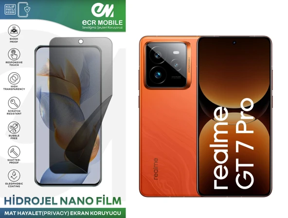 Realme GT 7 Pro Uyumlu Hidrojel Nano Ekran Koruyucu Film HAYALET(Privacy)Tempered Cam Değildir ürün görseli 1