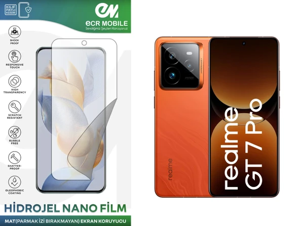 Realme GT 7 Pro ile Uyumlu Hidrojel Nano Ekran Koruyucu Film MAT(Tempered Cam Değildir!) ürün görseli 1