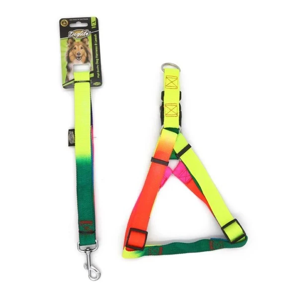 DogLife Gökkuşağı Göğüs Tasması Ve Gezdirmesi 2,5cm ürün görseli 1