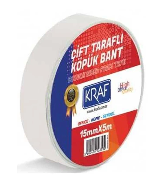 KRAF BANT CIFT TARAFLI 15mmx5m 1 LI KOPUKLU ürün görseli 1