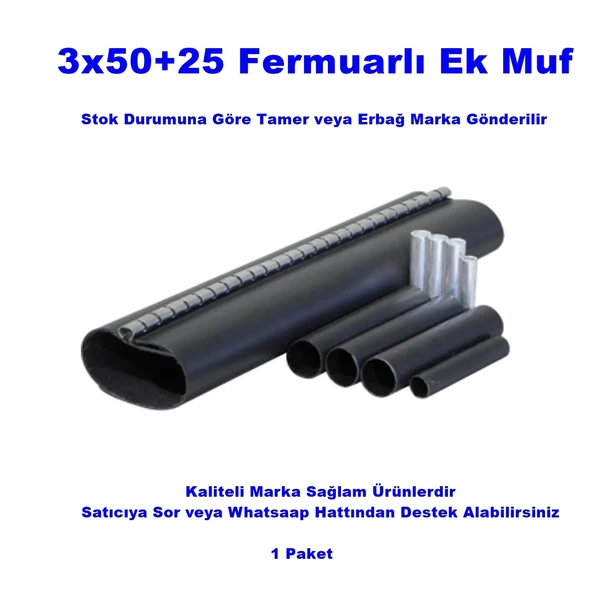 TAMER 3x50+25 Kablo İçin Fermuarlı Isı Büzüşmeli Ek Muf 1KW ürün görseli 1