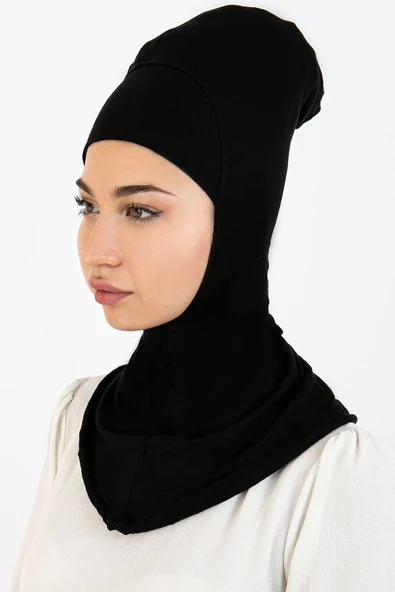Boyunluklu Hijab Bone Siyah 03 Ebhb-st224 ürün görseli 1