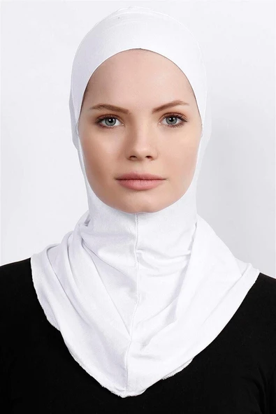 Kadın Tesettür Boyunluklu Bone Beyaz ürün görseli 1
