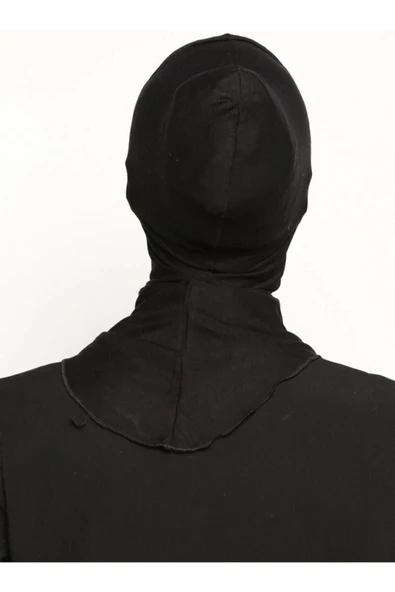 Boyunluklu Hijab Bone - Siyah - - Resim 3