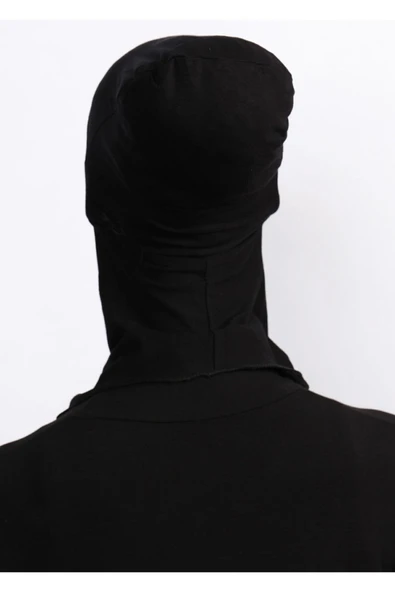 Kadın Tesettür Siyah Boyunluklu Bone - Resim 3