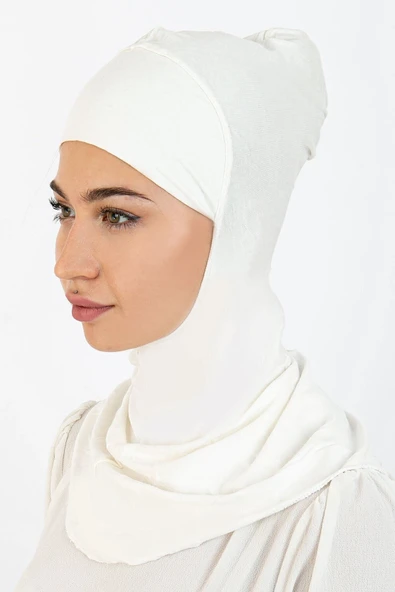 Boyunluklu Hijab Bone Beyaz 03 Ebhb-st224 - Resim 2