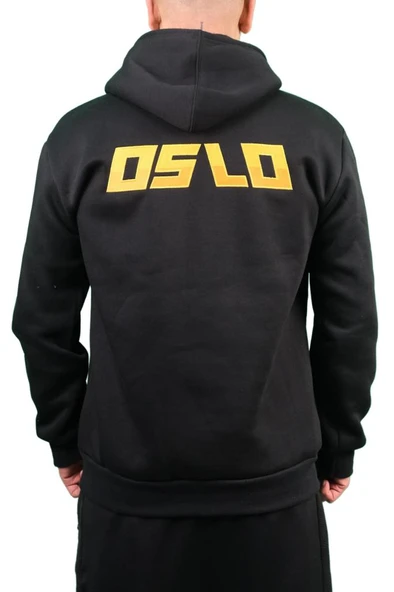 Oslo Bear Siyah Nakışlı Kapüşonlu Sweatshirt - Resim 2