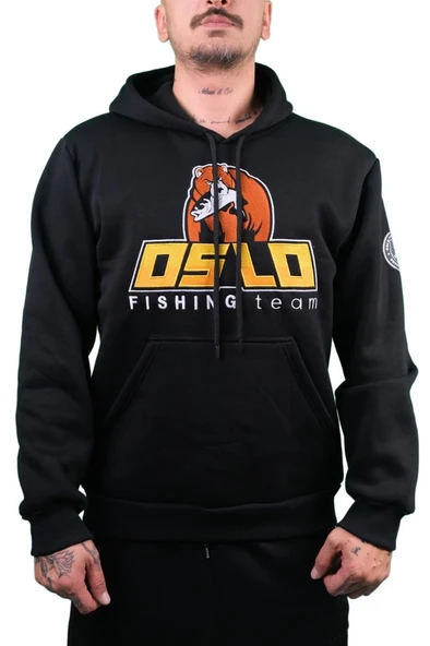 Oslo Bear Siyah Nakışlı Kapüşonlu Sweatshirt ürün görseli 1