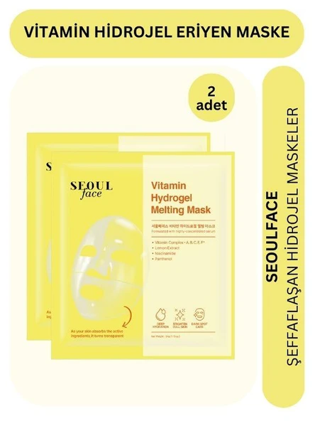 Dermal Seoulface Vitamin Hydrojel Şeffaflaşan Eriyen Maske 34g 2 Adet ürün görseli 1