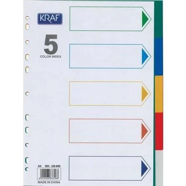 KRAF SEPERATOR PLASTIK A4 5 RENK (1005R) ürün görseli 1