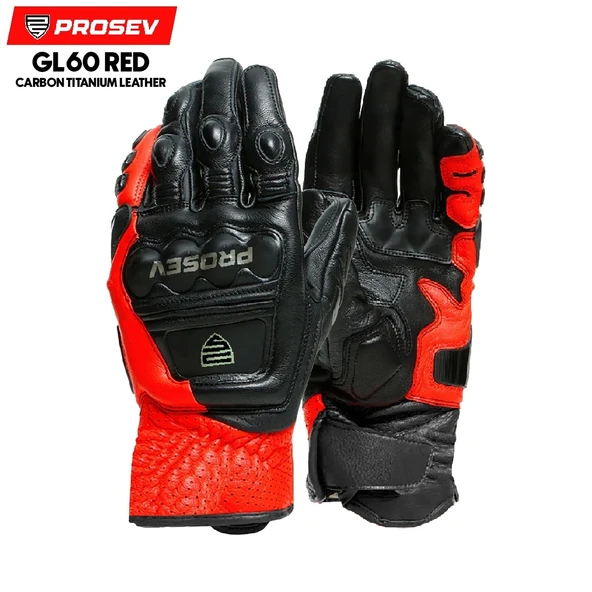 PROSEV GL60 CARBON TİTANTUM DERİ ELDİVEN KIRMIZI - Resim 2