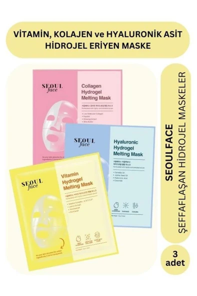 Dermal Vitamin Kolajen ve Hiyalüronik Asit Özlü Hydrojel Şeffaflaşan Eriyen Maske 34g 3 Adet ürün görseli 1