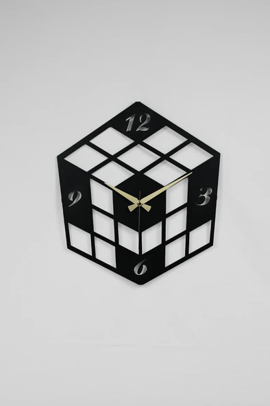 MOOCLOCK Küp Model Metal Lazer Kesim Akar Sessiz Mekanizmalı Duvar Saati ürün görseli 1