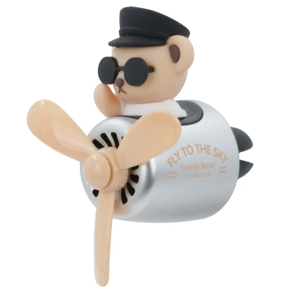 Pervaneli Silver Klima Süsü Oto Koku Klipsi Sallanan Başlı Pilot Beyaz Ayı Araba Hava Ferahlatıcı Maskot ürün görseli 1