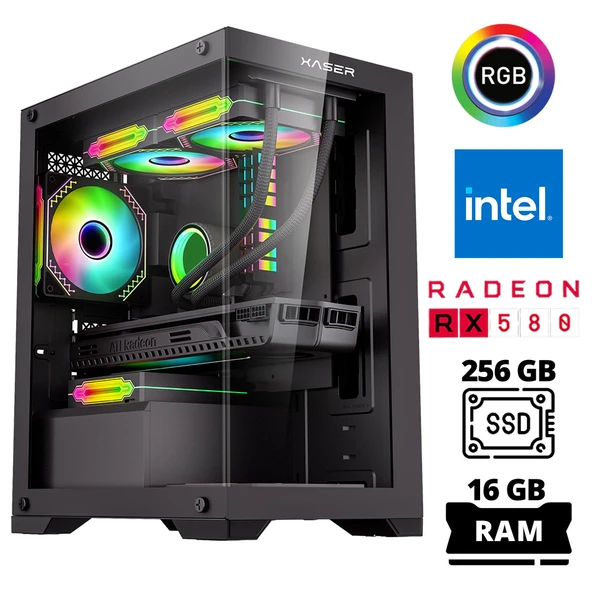 Xaser Xsr1007 i5 7400 16GB Ram 256GB SSD 8GB RX580 Ekran Kartı Oyun Hazır Sistem ürün görseli 1