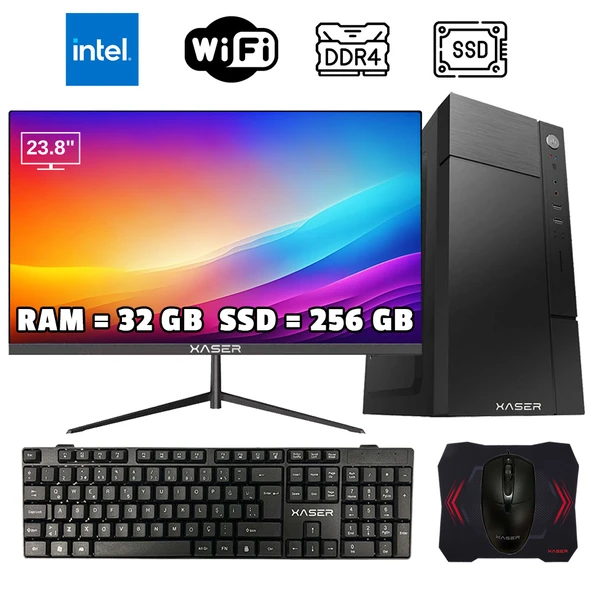 Xaser Xsr1005 i5 7400 32GB Ram 256GB SSD 23.8 Monitör Ofis Hazır Sistem ürün görseli 1